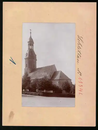 Fotografie Brück & Sohn Meissen, Ansicht Schlettau i. Erzg., Partie an der Kirche