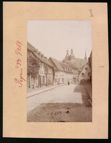 Fotografie Brück & Sohn Meissen, Ansicht Pegau, Blick in die Schlossstrasse mit Geschäften