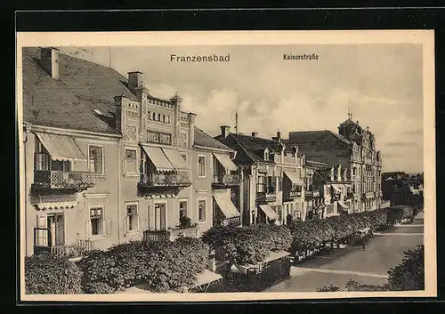 AK Franzensbad, Kaiserstrasse aus der Vogelschau