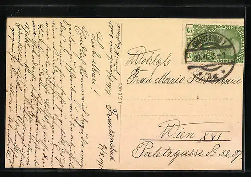 AK Franzensbad, Kaiserstrasse aus der Vogelschau