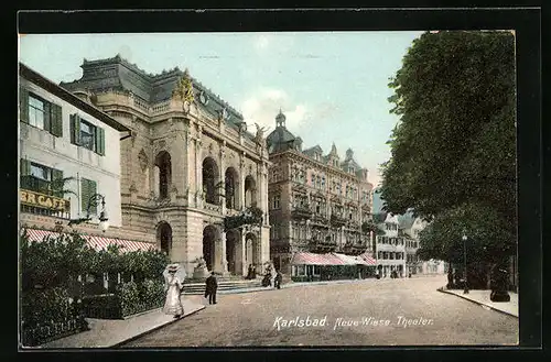 AK Karlsbad, Neue-Wiese - Theater