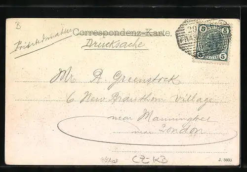 AK Franzensbad, Kaiserstrasse mit Blick auf Franzensquelle