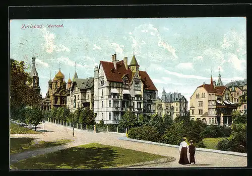 AK Karlsbad, Westend mit Park