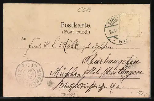 Lithographie Karlsbad, Sprudel-Colonnade, Inneres der Colonnade