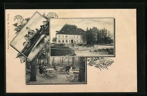 AK Gablingen, Ortsansicht mit Gasthaus und Terrassen