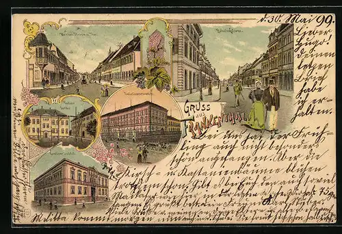 Lithographie Frankenthal, Reallehr-Institut, Karolinen Institut, Taubstummenanstalt