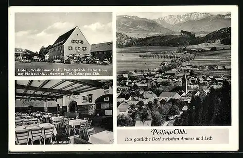 AK Peiting /Obb., Hotel Weilheimer Hof, Inneres Speisesaal, Teilansicht