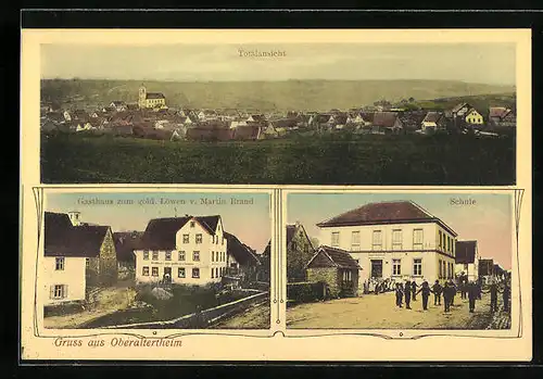 AK Oberaltertheim, Gasthaus zum goldenen Löwen, Schule, Totalansicht