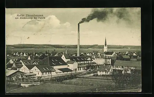 AK Markt Thannhausen, Ortsansicht mit Rückansicht der Fabrik