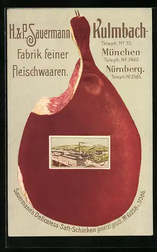 AK Kulmbach, Fabrik feiner Fleischwaren H. & P. Sauermann