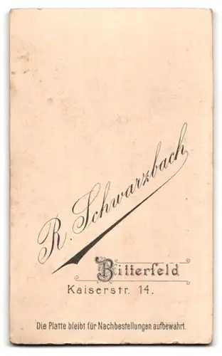 Fotografie R. Schwarzbach, Bitterfeld, Kaiserstr. 14, Junger Herr im Anzug mit Krawatte