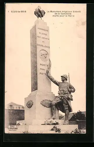 AK Sous-le-Bois, Le Monument érigé aux Enfants de la Commune morts pour la Patrie