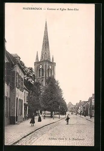 AK Hazebrouck, Contour et Eglise Saint-Eloi
