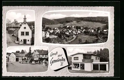 AK Gemünden /Ts., Ortsansicht mit Kirche