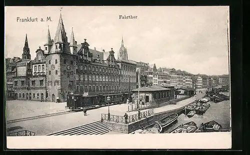 AK Frankfurt a. M., Fahrthor mit Uferpartie