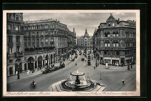 AK Frankfurt a. M., Kaiserplatz und Friedensstrasse
