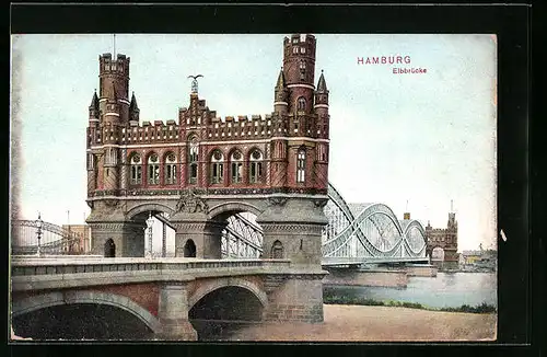 AK Hamburg, Ansicht der Elbbrücke