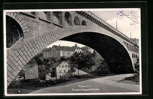 AK Plauen i. Vogtl., Friedrich-August-Brücke