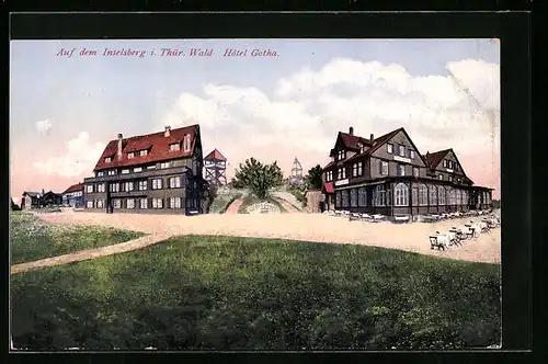 AK Inselsberg /Thür., Hotel Gotha mit Biergarten