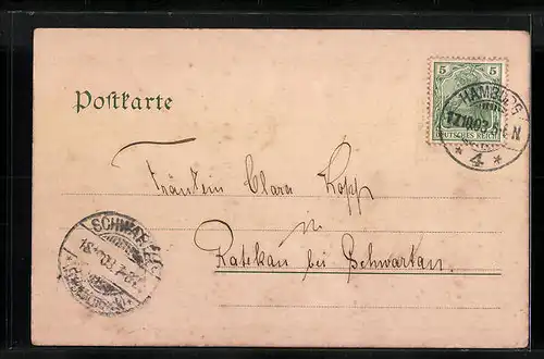 AK Hamburg-Neustadt, Boote am Jungfernstieg, Uferpromenade mit Kirchturm