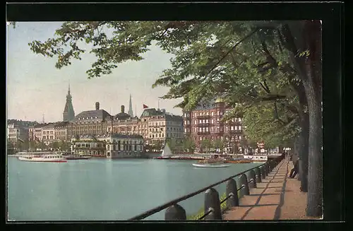 AK Hamburg-Neustadt, Blick auf den Jungfernstieg, Boote