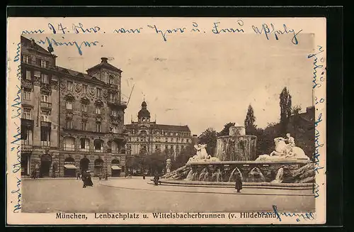 AK München, Lenbachplatz, Wittelsbacherbrunnen