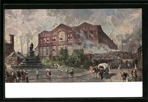 Künstler-AK Essen, Gussstahlfabrik der Krupp A.-G. - VIII. Mechanische Werkstatt