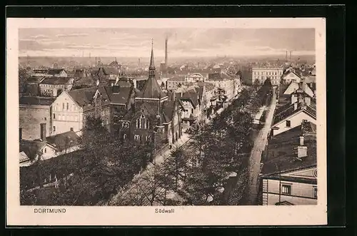 AK Dortmund, Südwall aus der Vogelschau