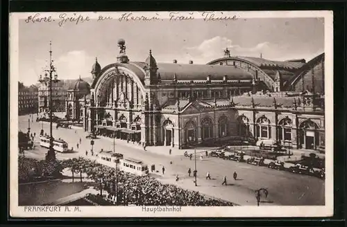 AK Frankfurt a. M., Hauptbahnhof aus der Vogelschau