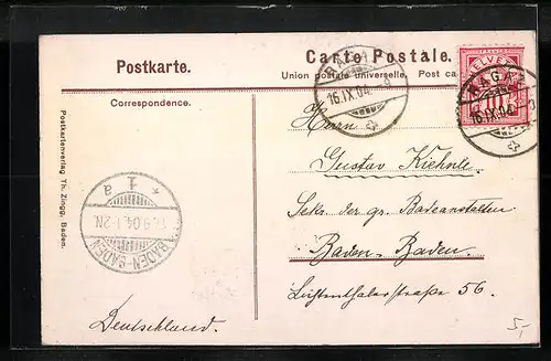 AK Ragaz, Ortsansicht mit Berggipfeln