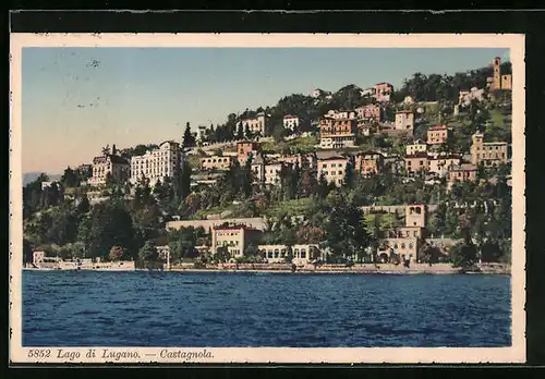 AK Castagnola, Ortsansicht vom See aus
