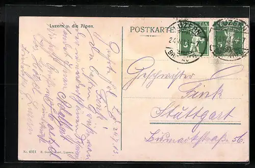 AK Luzern, Ortsansicht mit Alpen