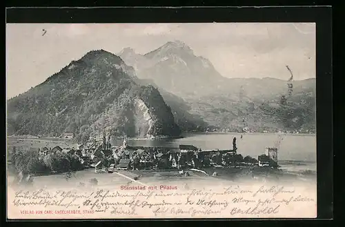 AK Stansstad, Ortsansicht mit Pilatus