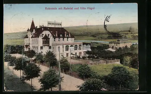 AK Essen /Ruhr, Haus Ruhrstein mit Ruhrtal und Villa Hügel