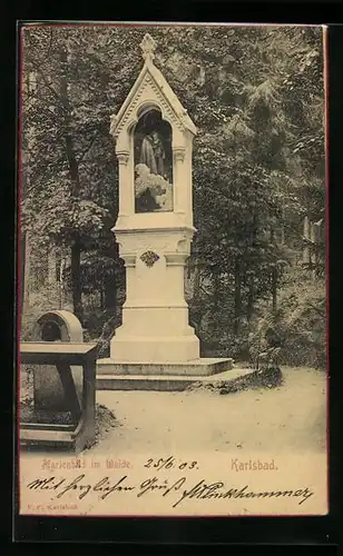 AK Karlsbad, Marienbild im Walde