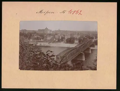 Fotografie Brück & Sohn Meissen, Ansicht Meissen, Stadtansicht mit Elbbrücke