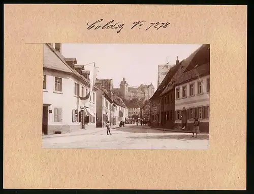 Fotografie Brück & Sohn Meissen, Ansicht Colditz, Blick vom Postamt zum Markt, Bäckerei Paul Voigtländer