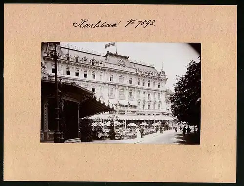 Fotografie Brück & Sohn Meissen, Ansicht Karlsbad, Partie am Grand Hotel Pupp mit Cafe