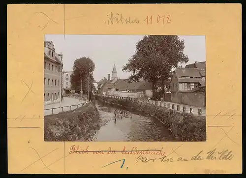 Fotografie Brück & Sohn Meissen, Ansicht Döbeln i. Sa., Partie an der Mulde mit Wohnhäusern