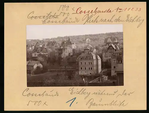 Fotografie Brück & Sohn Meissen, Ansicht Cossebaude, Villenkolonie mit Blick zum Eichberg