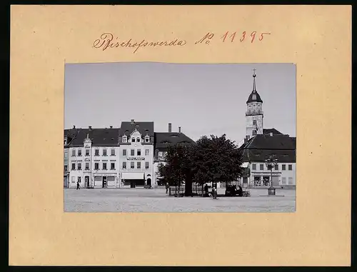 Fotografie Brück & Sohn Meissen, Ansicht Bischofswerda, Marktplatz, Geschäfte Herm. Zwahr, Clemens Löhnter, Zahn-Atelier