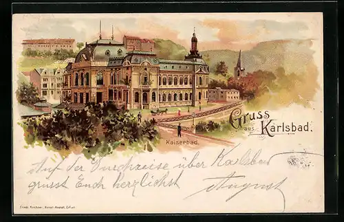 Lithographie Karlsbad, Kaiserbad