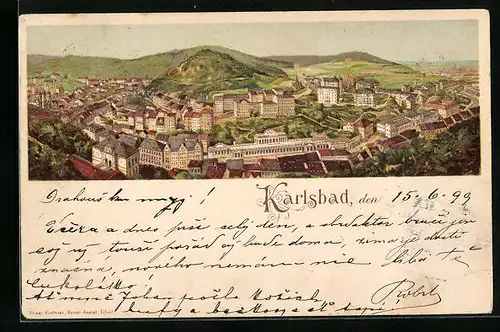 Lithographie Karlsbad, Teilansicht