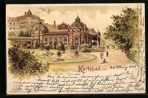 Lithographie Karlsbad, Stadt-Park