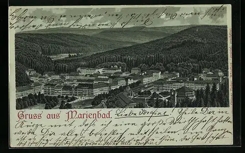 Mondschein-Lithographie Marienbad, Teilansicht