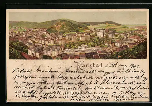 Lithographie Karlsbad, Teilansicht