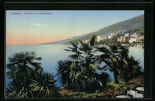 AK Abbazia, Palmen am Südstrand
