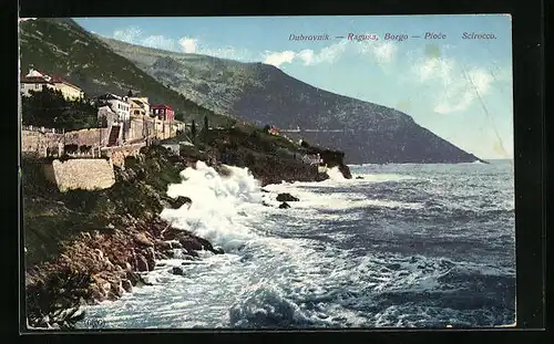 AK Dubrovnik, Küstenpartie mit steilen Klippen