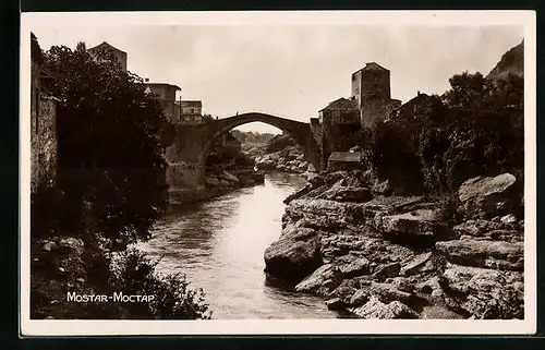 AK Mostar, Flusspartie mit Steinbrücke