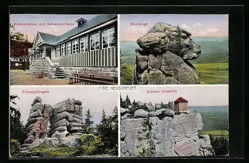 AK Heuscheuer, Gebirge im Glatzer Land, Restauration mit Schweizerhaus, Eberkopf, Schöne Aussicht